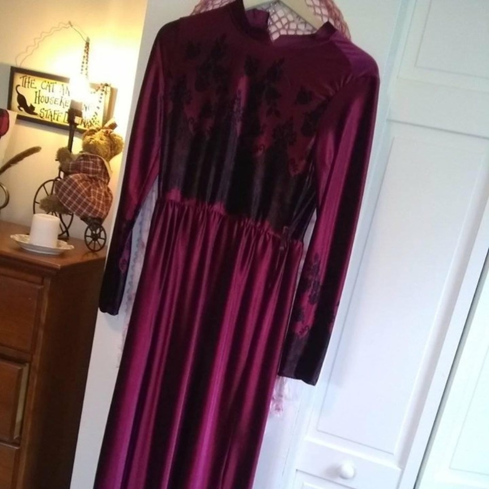 Royal New Burgandy Velvet like dress